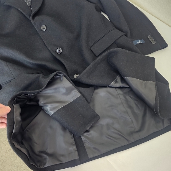 Nautica Batten Classic Fit Overcoat Jacket Wool Blend Black Size 48L NWT - Picture 11 of 16